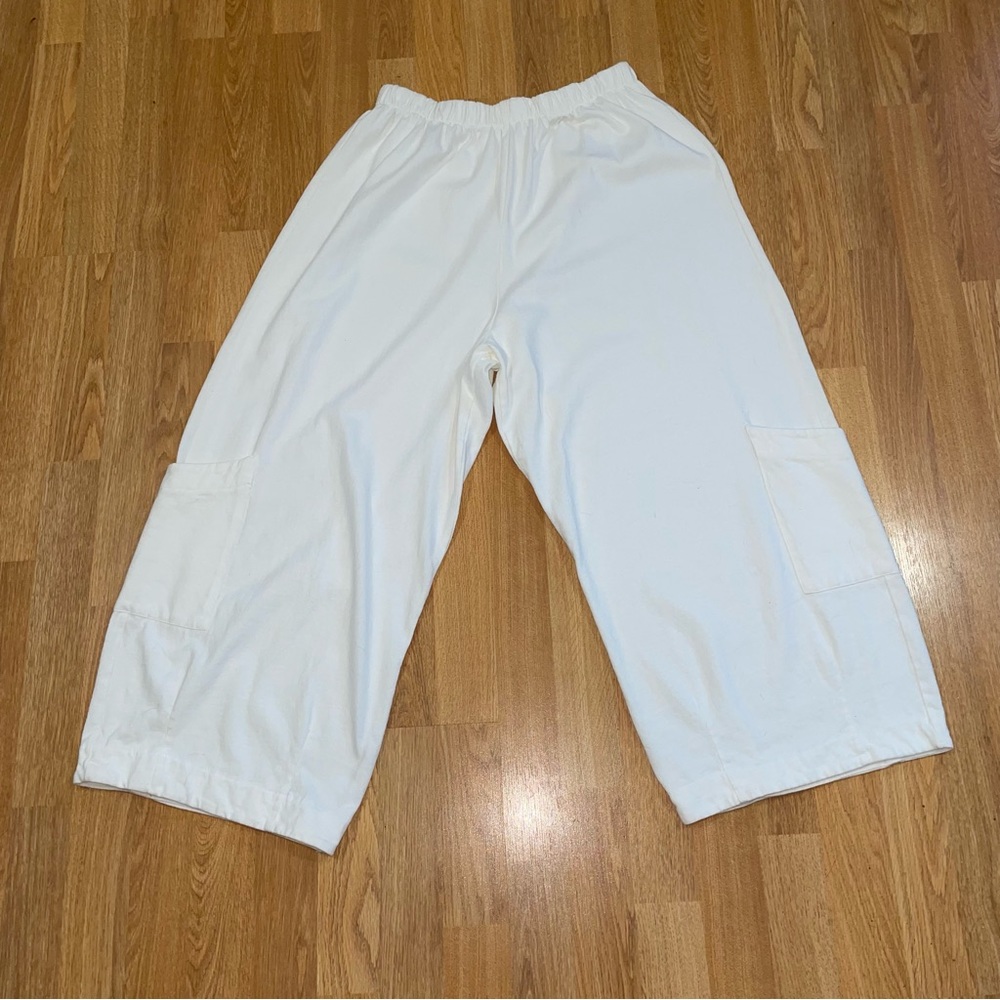 bryn Walker Pacific Cotton Wide Leg White Pocket Pants - Picture 6 of 10